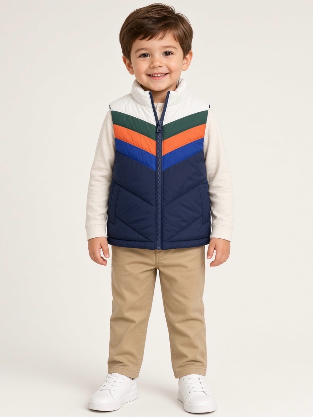 JANIE AND JACK Colorblocked Puffer Vest in Bay Shadow size 3/4